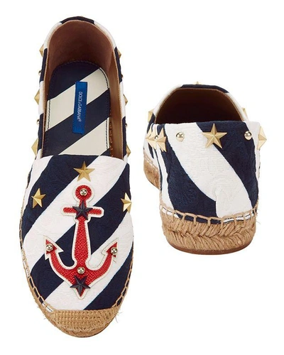 Shop Dolce & Gabbana Nautical Embellished Flat Espadrilles