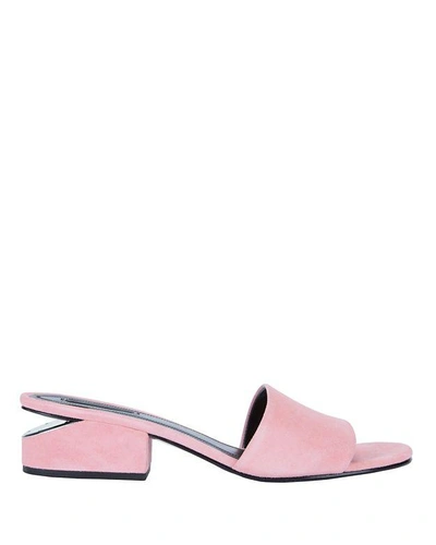 Shop Alexander Wang Lou Pink Suede Slide Sandals