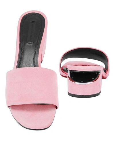 Shop Alexander Wang Lou Pink Suede Slide Sandals