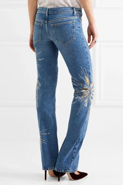 Shop Attico Ava Embellished Low-rise Slim-leg Jeans