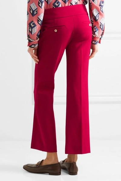 Shop Gucci Cropped Embellished Crepe Flared Pants