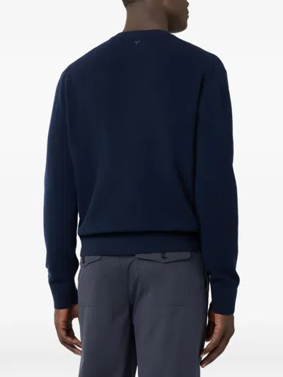 Tod's Round-neck Pullover In Cashmere In Blue