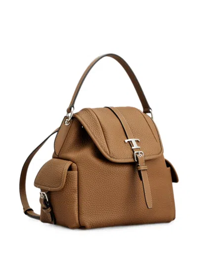 Tod's T Timeless Pebbled Backpack In Blue