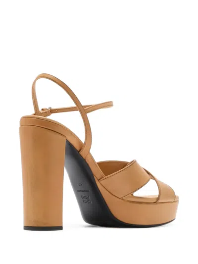 Miu Miu Cross-strap Platform Sandals In Multi