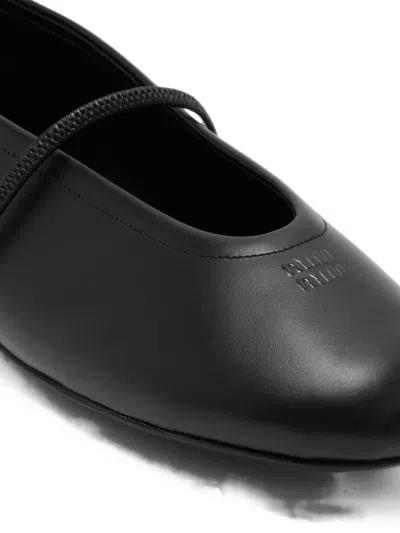 Miu Miu Logo-embossed Elasticated-strap Ballet Flats In Multi