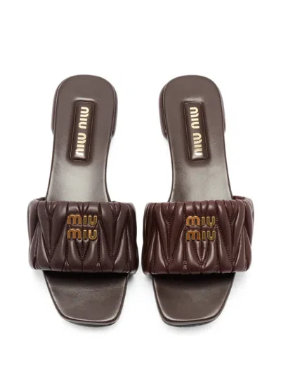 Miu Miu Quilted Leather Sandals In Multi