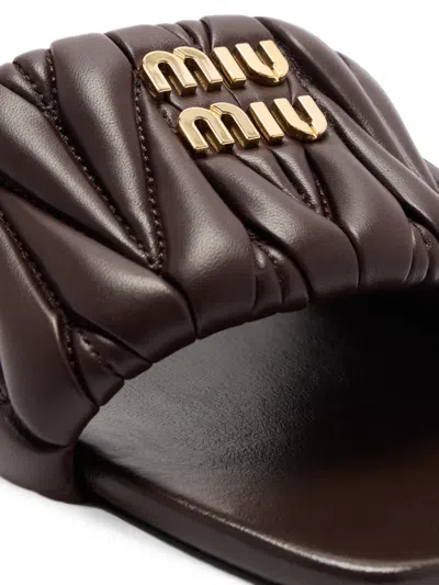 Miu Miu Quilted Leather Sandals In Multi