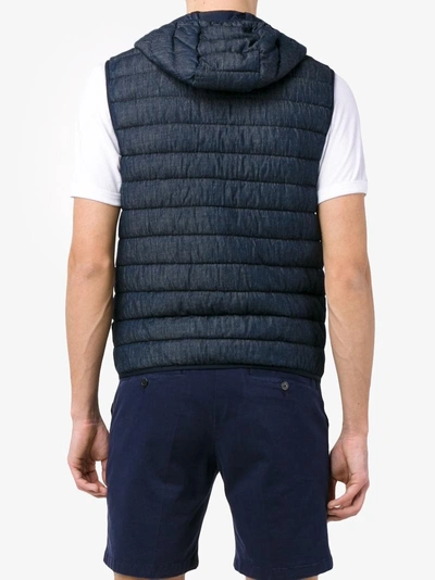 Shop Moncler Hooded Padded Gilet In Blue