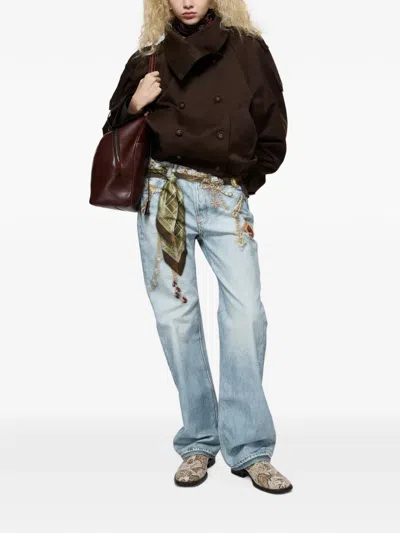 Acne Studios Printed Cotton Canvas Jeans In Blue
