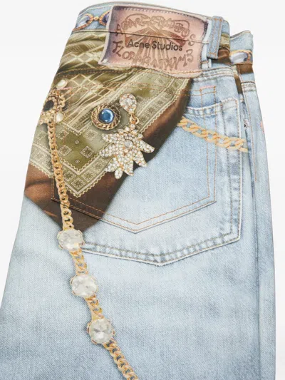 Acne Studios Printed Cotton Canvas Jeans In Blue