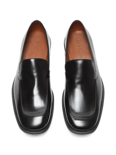 Acne Studios Square-toe Leather Loafers In Black