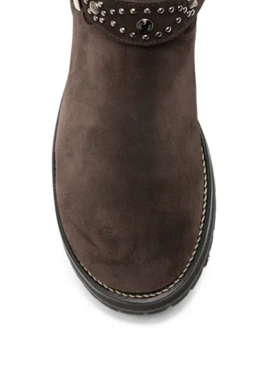 Second / Layer Buckled Studded Boots In Brown