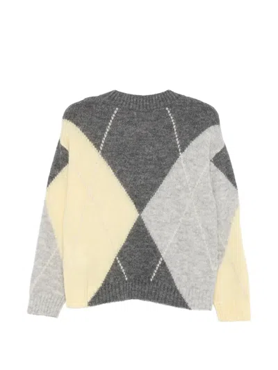 Alpha Studio Argyle Knit Sweater In Grey