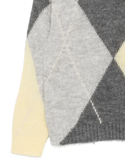 Alpha Studio Argyle Knit Sweater In Grey