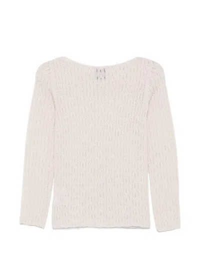 Alpha Studio Open-knit Long-sleeve Sweater In Neutrals