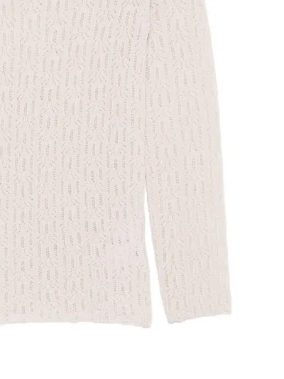 Alpha Studio Open-knit Long-sleeve Sweater In Neutrals