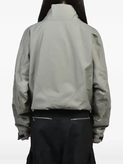 Attico Logo-patch Drawstring Bomber Jacket In Grey