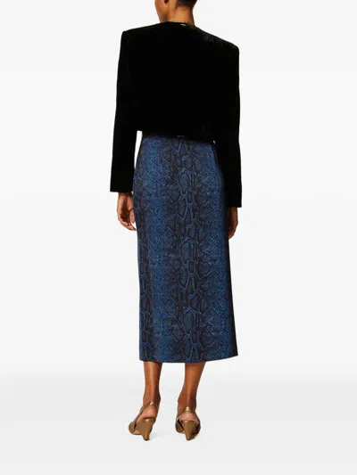 Twinset Python Print Crêpe Midi Skirt In Blue