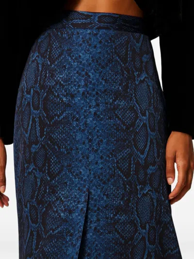 Twinset Python Print Crêpe Midi Skirt In Blue