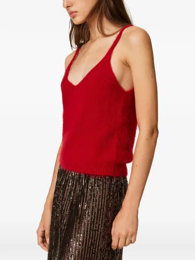 Twinset Brushed Wool Blend Top In Red