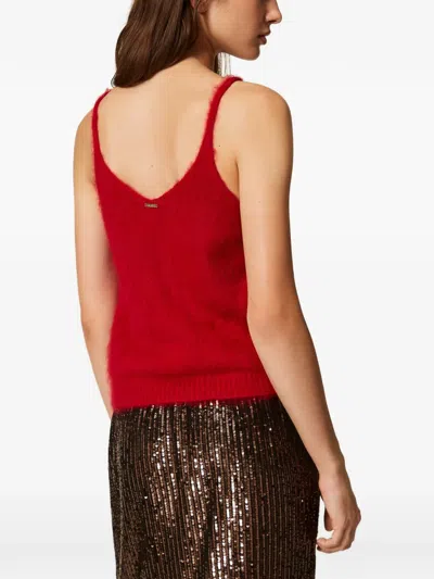 Twinset Brushed Wool Blend Top In Red