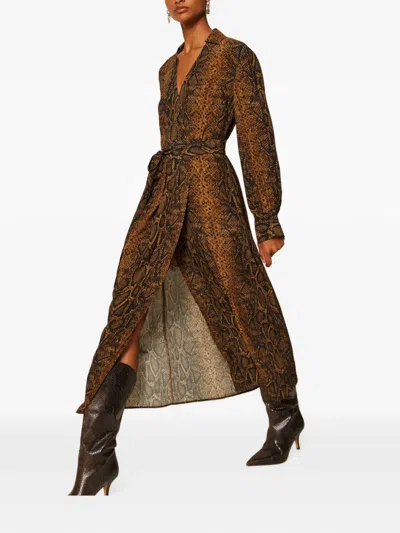 Twinset Long Python Print Dress In Brown
