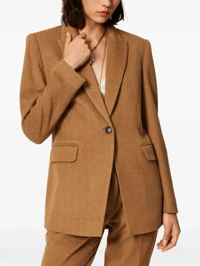 Twinset Chevron-pattern Blazer In Brown
