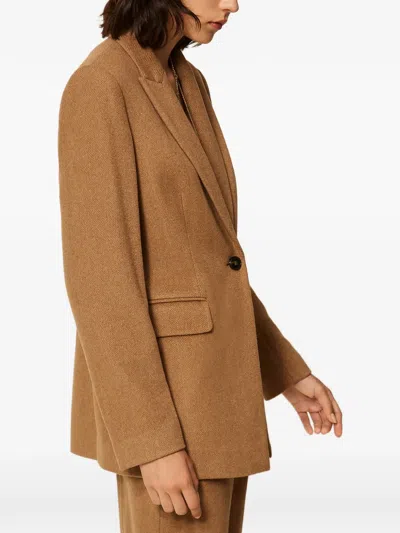 Twinset Chevron-pattern Blazer In Brown