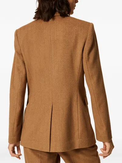 Twinset Chevron-pattern Blazer In Brown