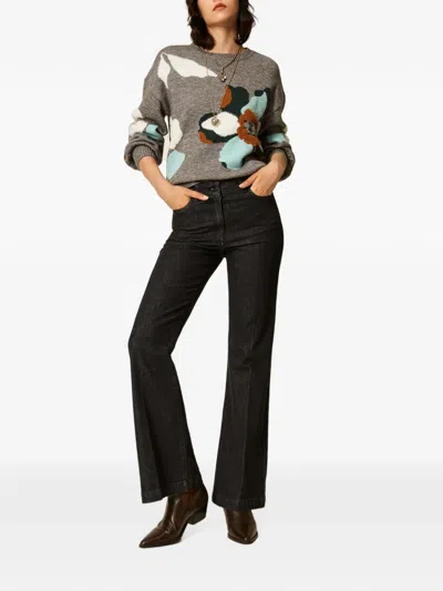 Twinset Five-pocket Flared Jeans In White