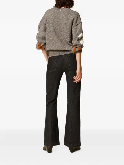Twinset Five-pocket Flared Jeans In White