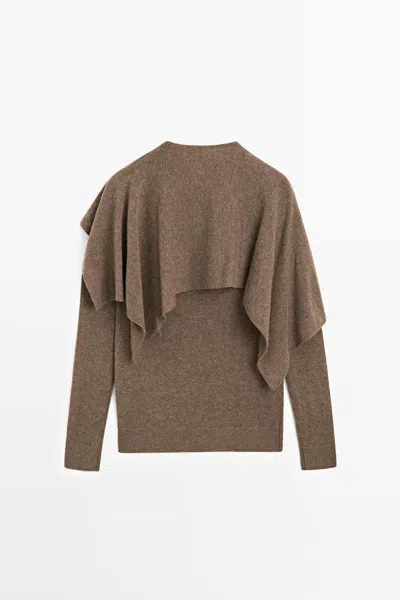Massimo Dutti Pull Cape 100 % Laine In Marron