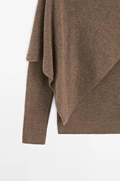 Massimo Dutti Pull Cape 100 % Laine In Marron