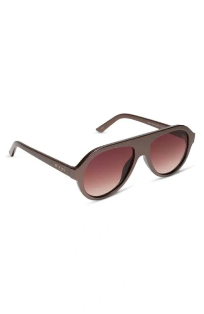 Diff Lyla Aviator Sunglasses In Pearled Umber/ Brown Gradient