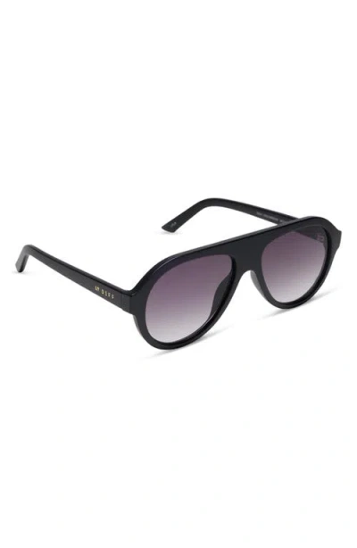Diff Lyla Aviator Sunglasses In Matte Black/ Grey Gradient