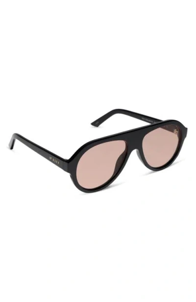 Diff Lyla Aviator Sunglasses In Black/ Peach Tint