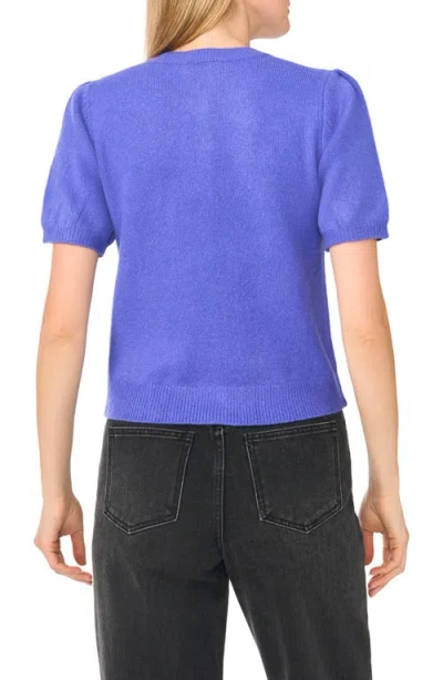 Cece Short Sleeve Cardigan In Blue