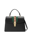 Gucci Sylvie Leather Top Handle Bag In Black