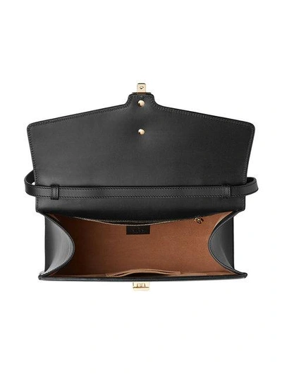 Shop Gucci Sylvie Leather Top Handle Bag In Black