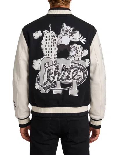 Off-white Black Wool Regular Collage Varsity Jacket In Black