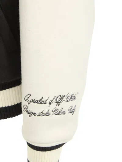 Off-white Black Wool Regular Collage Varsity Jacket In Black