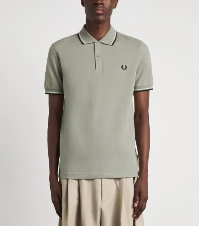 Fred Perry Cotton Twin Tipped Polo Shirt In Gray