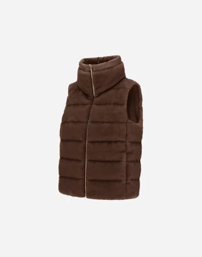 Herno Reversible Quilted Down Vest In Brown