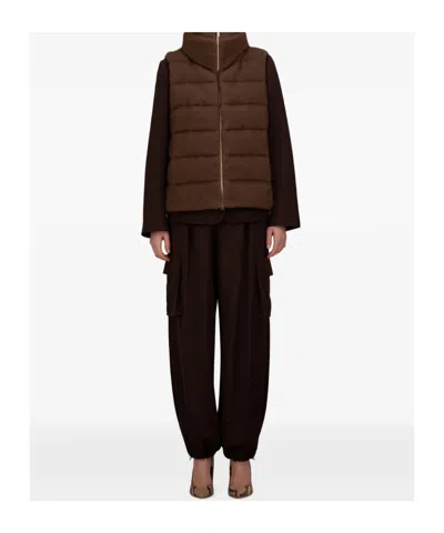 Herno Reversible Quilted Down Vest In Brown