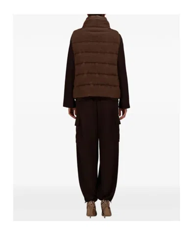 Herno Reversible Quilted Down Vest In Brown