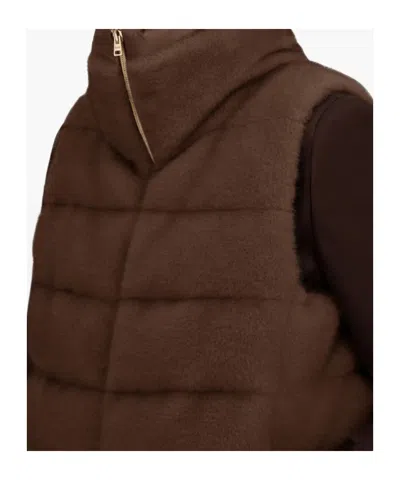 Herno Reversible Quilted Down Vest In Brown