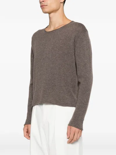 Second / Layer Weezur Raw-edge Sweater In Brown