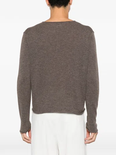 Second / Layer Weezur Raw-edge Sweater In Brown
