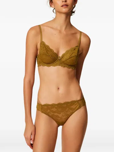 Twinset Underwired Lace Bra In Green