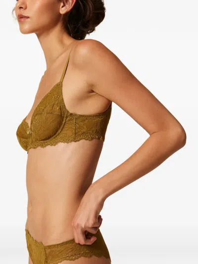 Twinset Underwired Lace Bra In Green